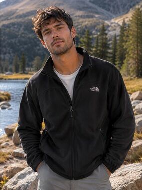 The North Face Men’s XL Black Full Zip Fleece Jacket Outdoor Hiking